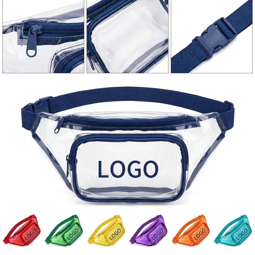 Waterproof Clear PVC Waist Pack - Adjustable Crossbody Fanny Bag