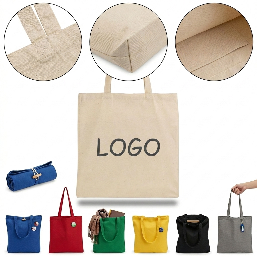 Natural Cotton Canvas Promotional Tote Bag with Shoulder Strap for Trade Shows