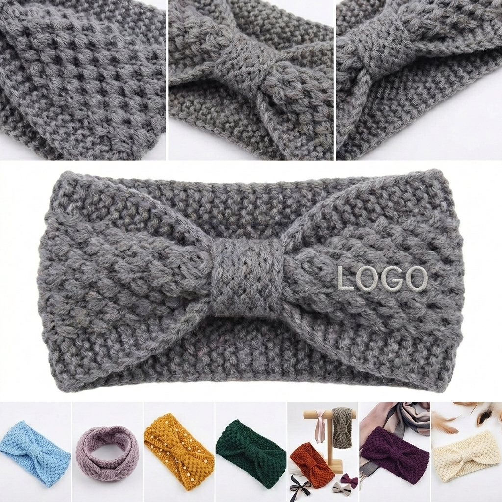 Warm Knitted Twist Bow Headband for Women - Winter Ear Warmer Hair Accessory