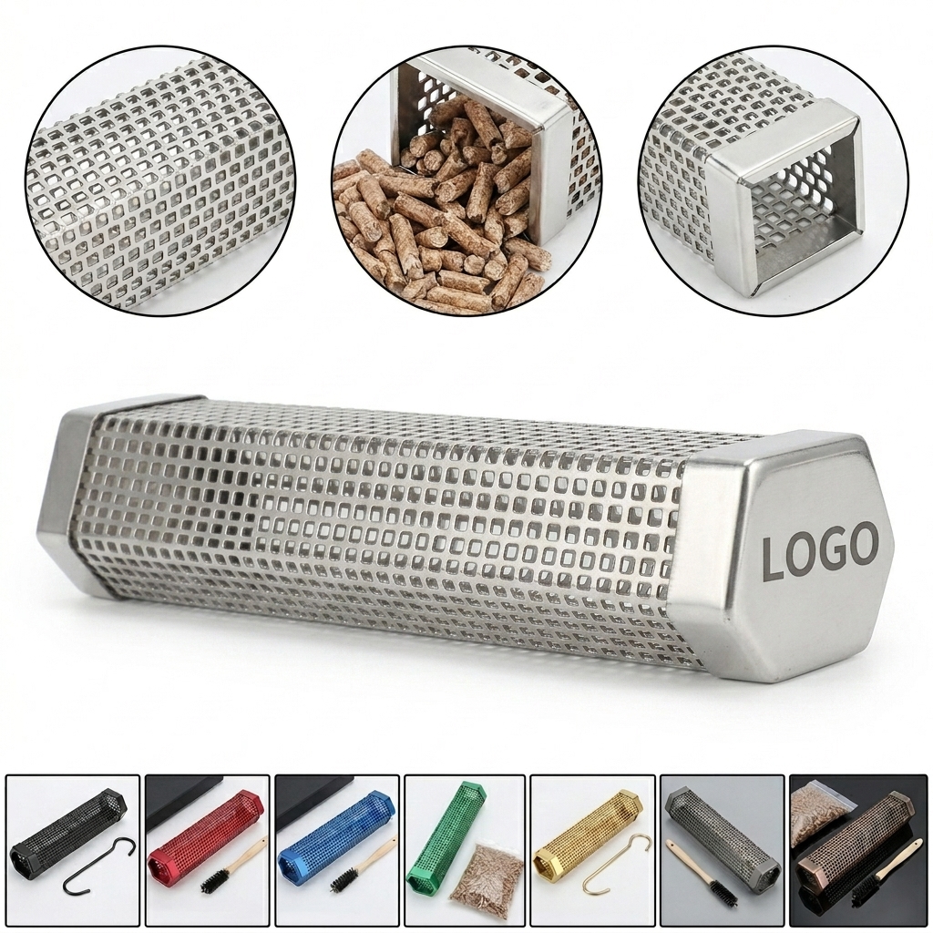 Stainless Steel Square Tube BBQ Pellet Smoker with Diffusion Holes