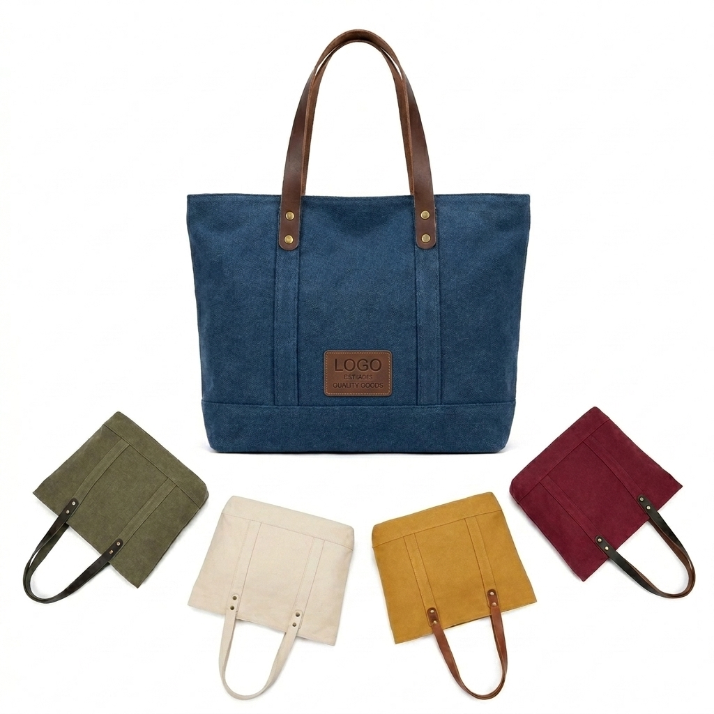 The Retro Weekender: Durable Canvas Handbag with Laptop & Organizer Pockets