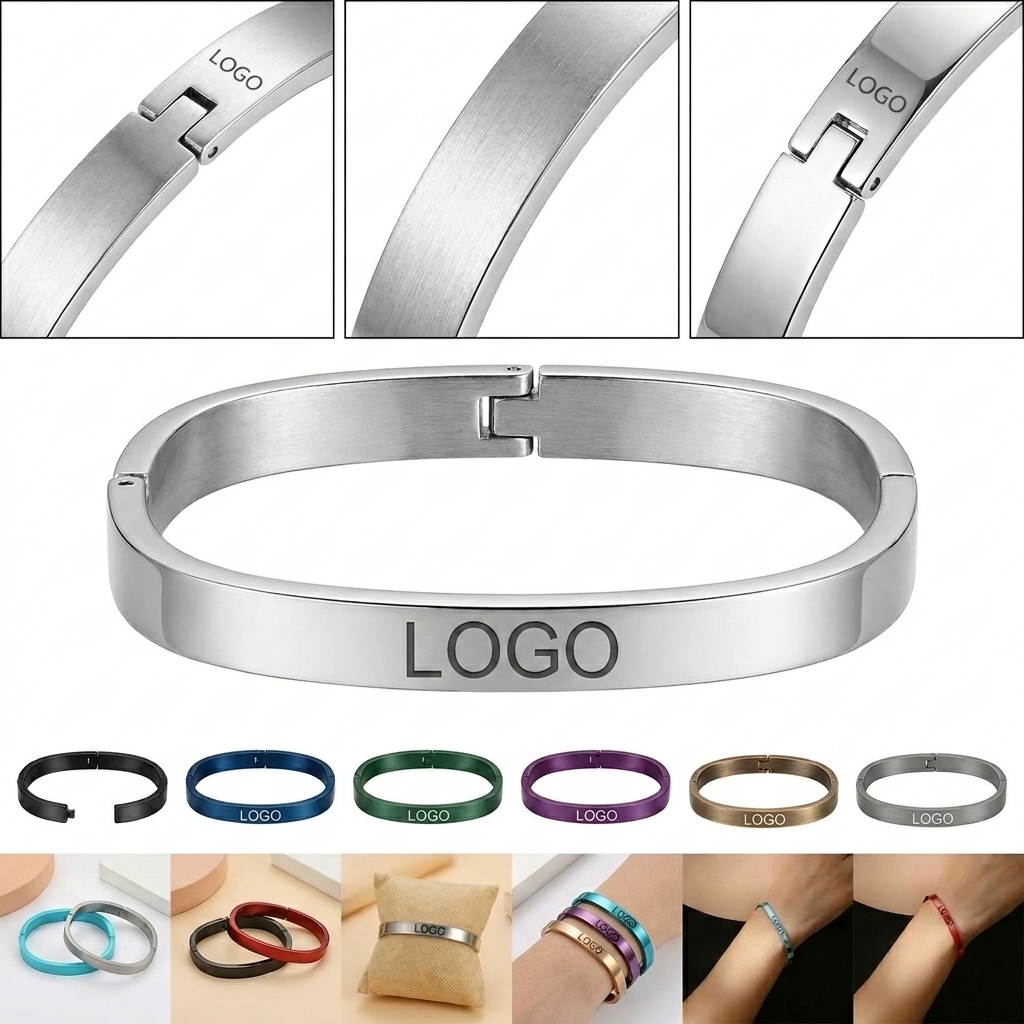 Unisex Titanium Steel Solid Cuff Bangle