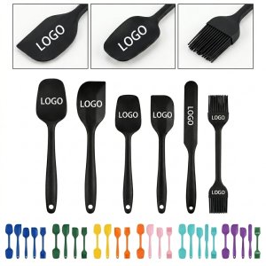 6-Piece Seamless Silicone Spatula Set for Baking and Cooking