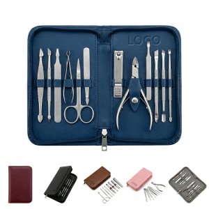 Complete 12-Piece Portable Nail Clipper and Grooming Set in Elegant Stainless Steel