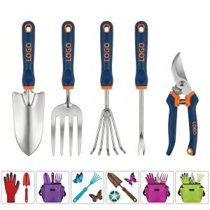 5-Piece Rust-Resistant Garden Hand Tool Set with Tote